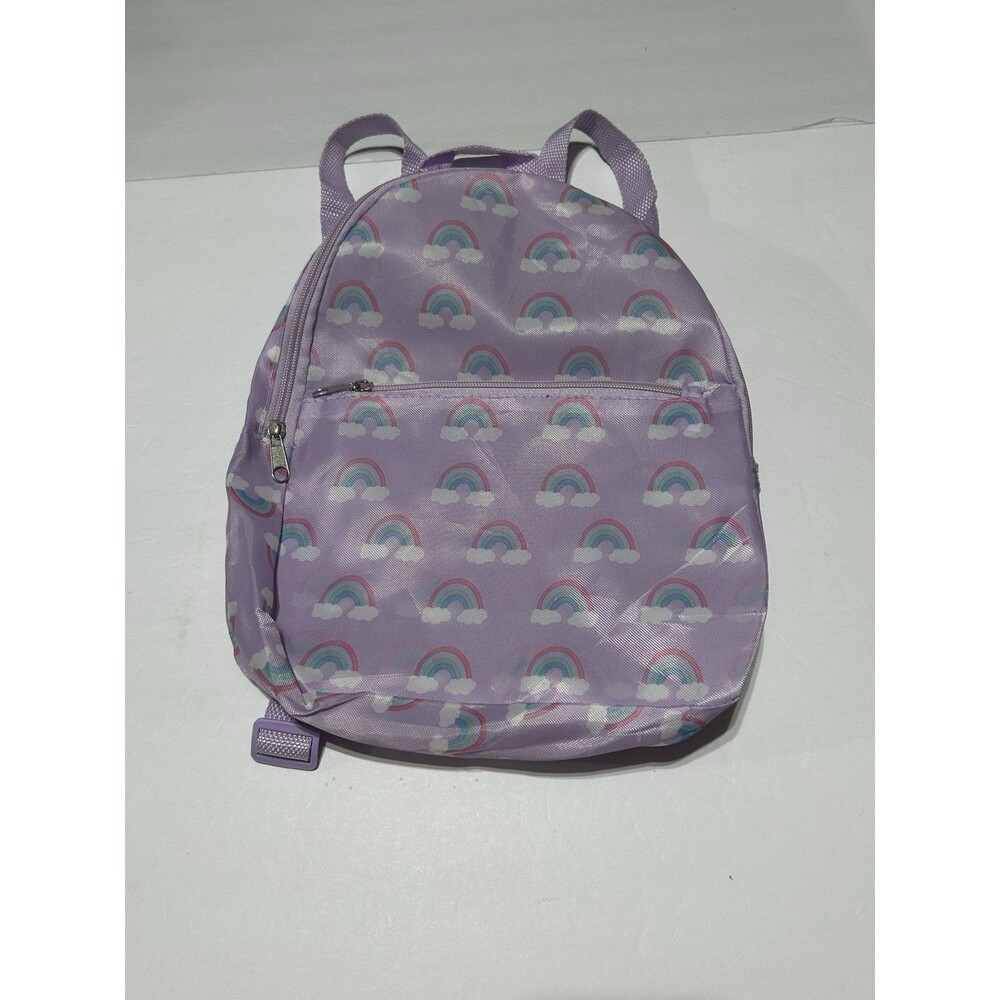 Purple Rainbow Print Kids Backpack Small Casual School Bag